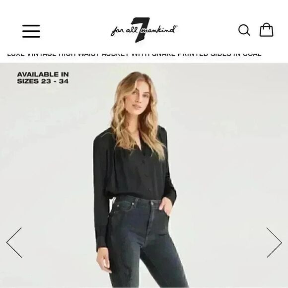 7 For All Mankind Black Luxe Vintage Aubrey Snake Print Skinny Jeans Size 29 - Picture 3 of 13